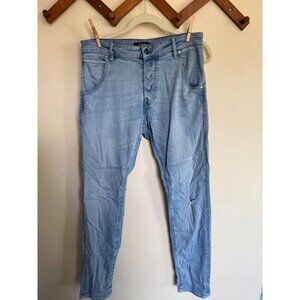 Guess Jeans 31 x 29 Mens Blue Denim Relaxed Tapered Vtg 90s Deconstructed Skater